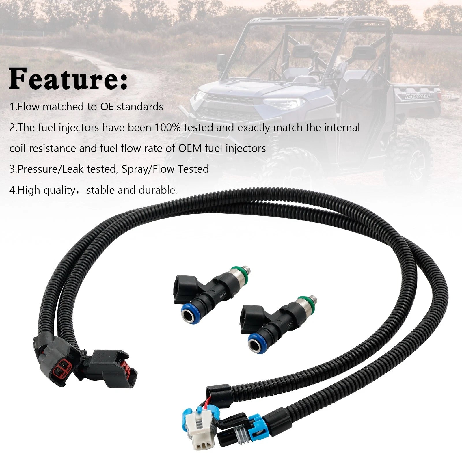 Pair of Fuel Injectors Harness for Polaris RZR Ranger 800 (2011–2014)
