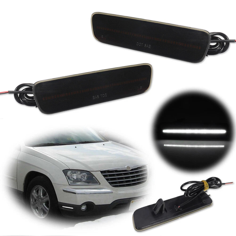 2X Smoke Lens White LED Front Side Marker Lights for Chrysler Pacifica