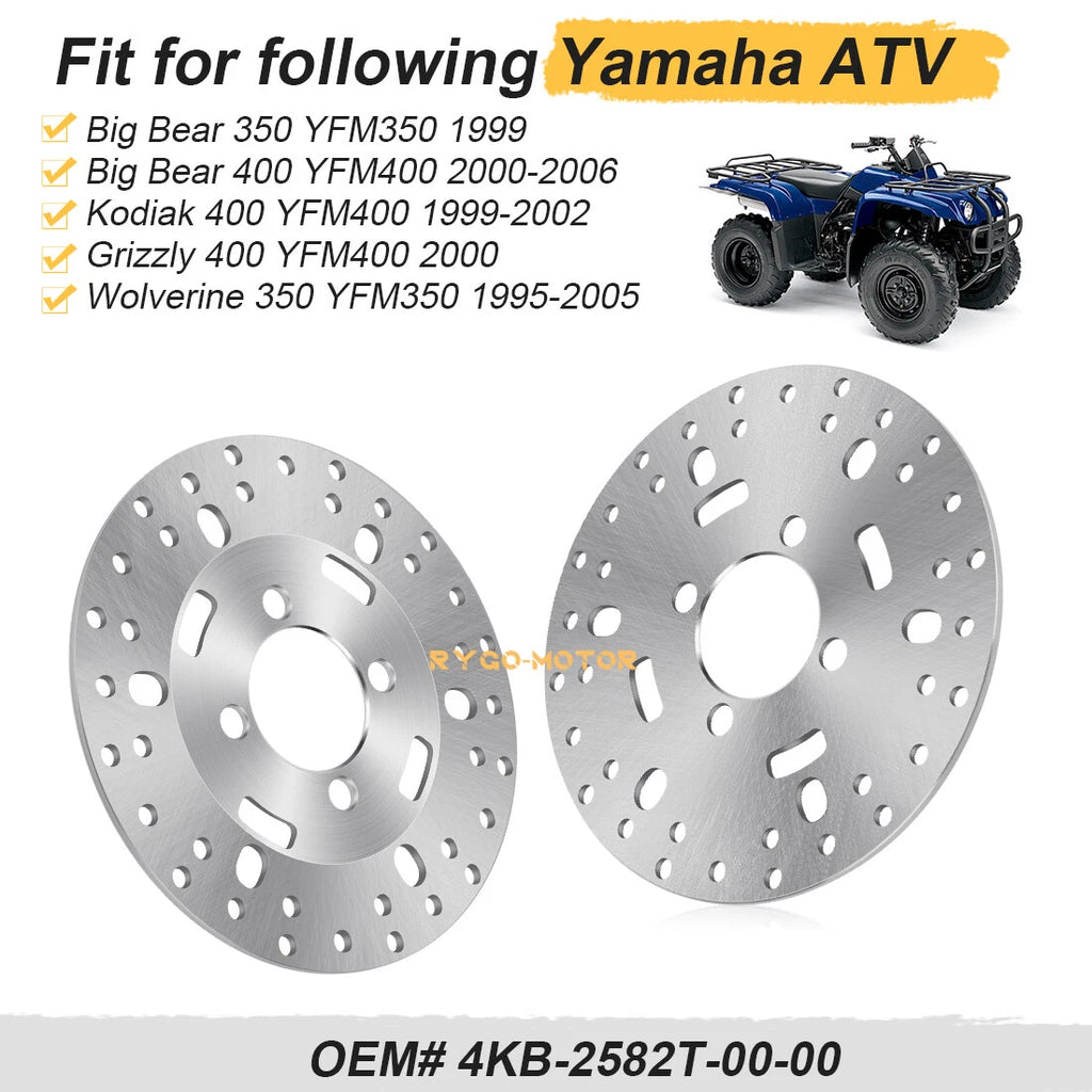 2 Front Brake Disc Rotors for Yamaha Big Bear 350 400 (1998–2006) 4KB-2582T-00