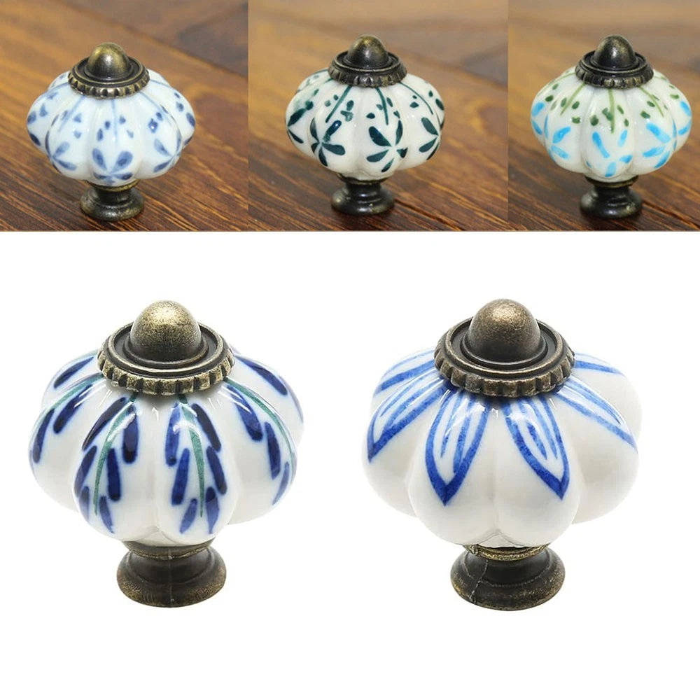 6X Elegant Pumpkin Ceramic Drawer Knobs for Dresser Hardware
