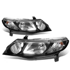 Pair of Black Housing Clear Side Headlights for Honda Civic FD/FA (2006–2011)