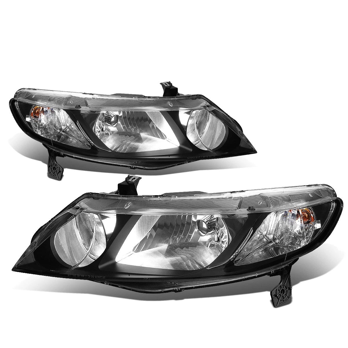 Pair of Black Housing Clear Side Headlights for Honda Civic FD/FA (2006–2011)