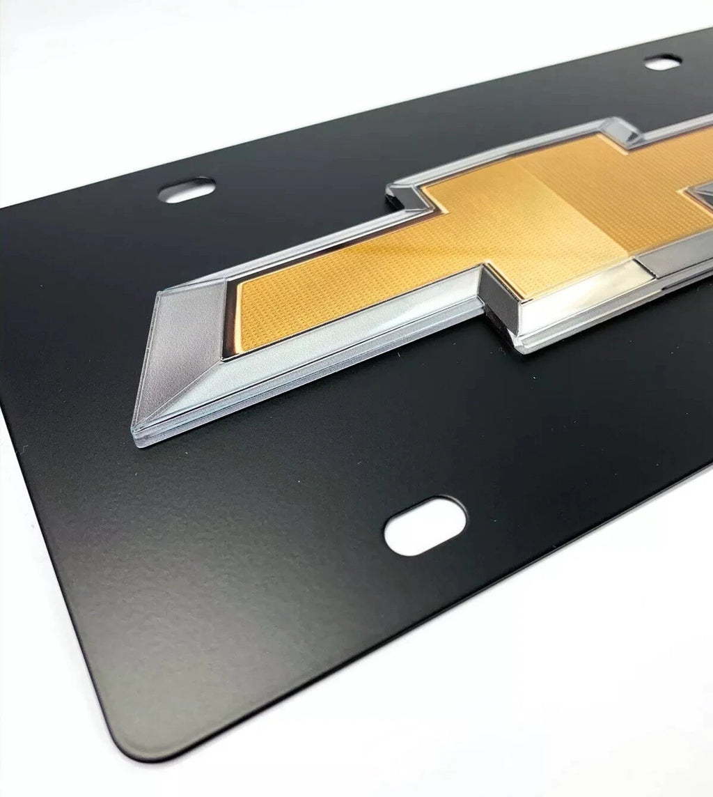 Black Chevy Bowtie Emblem License Plate 3D Gloss Logo for Silverado (2014–2020)