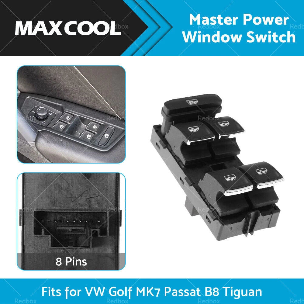 Power Window Control Switch for VW Golf, Passat, Tiguan, Audi A3, Q2 (2010–2023)