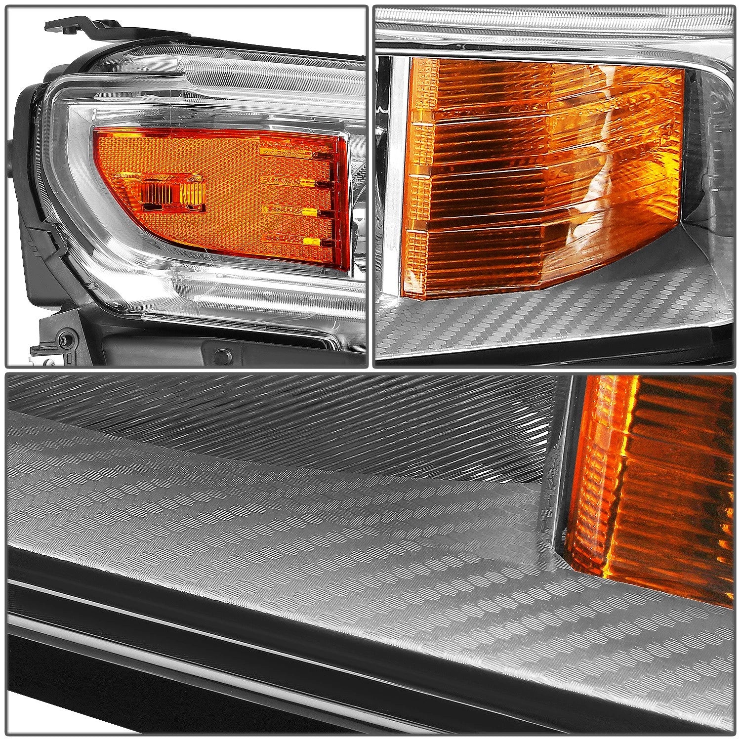 Chrome/Amber Headlight Lamp for Chevy Silverado 1500 WT (2019–2021)