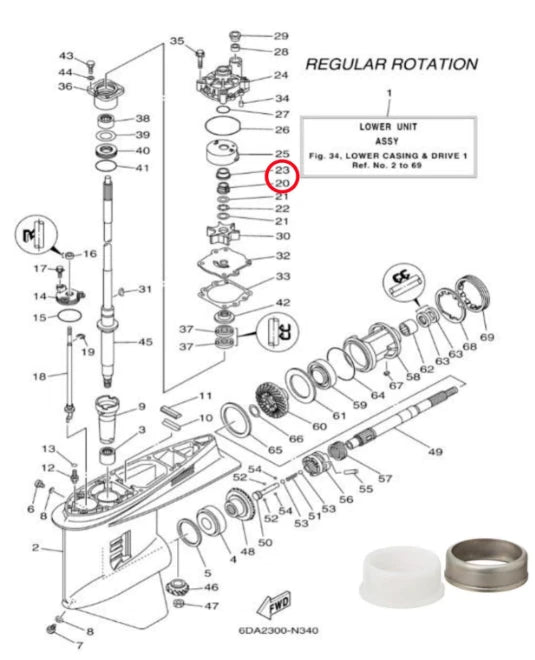 Water Pump Impeller Kit for Yamaha 150 175 200 225 250 (61A-W0078-A2)