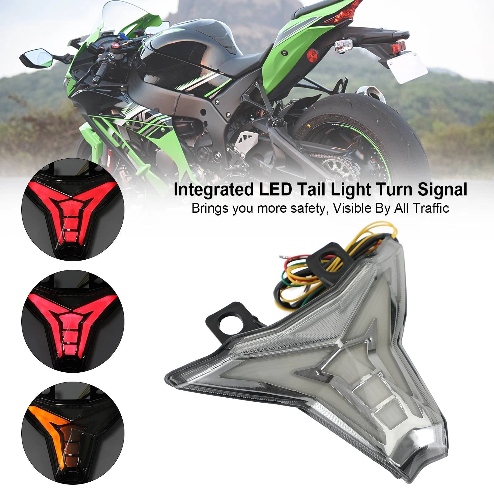 Integrated Tail Light Turn Signal for Kawasaki Ninja ZX10R Z1000 (2013–2022)