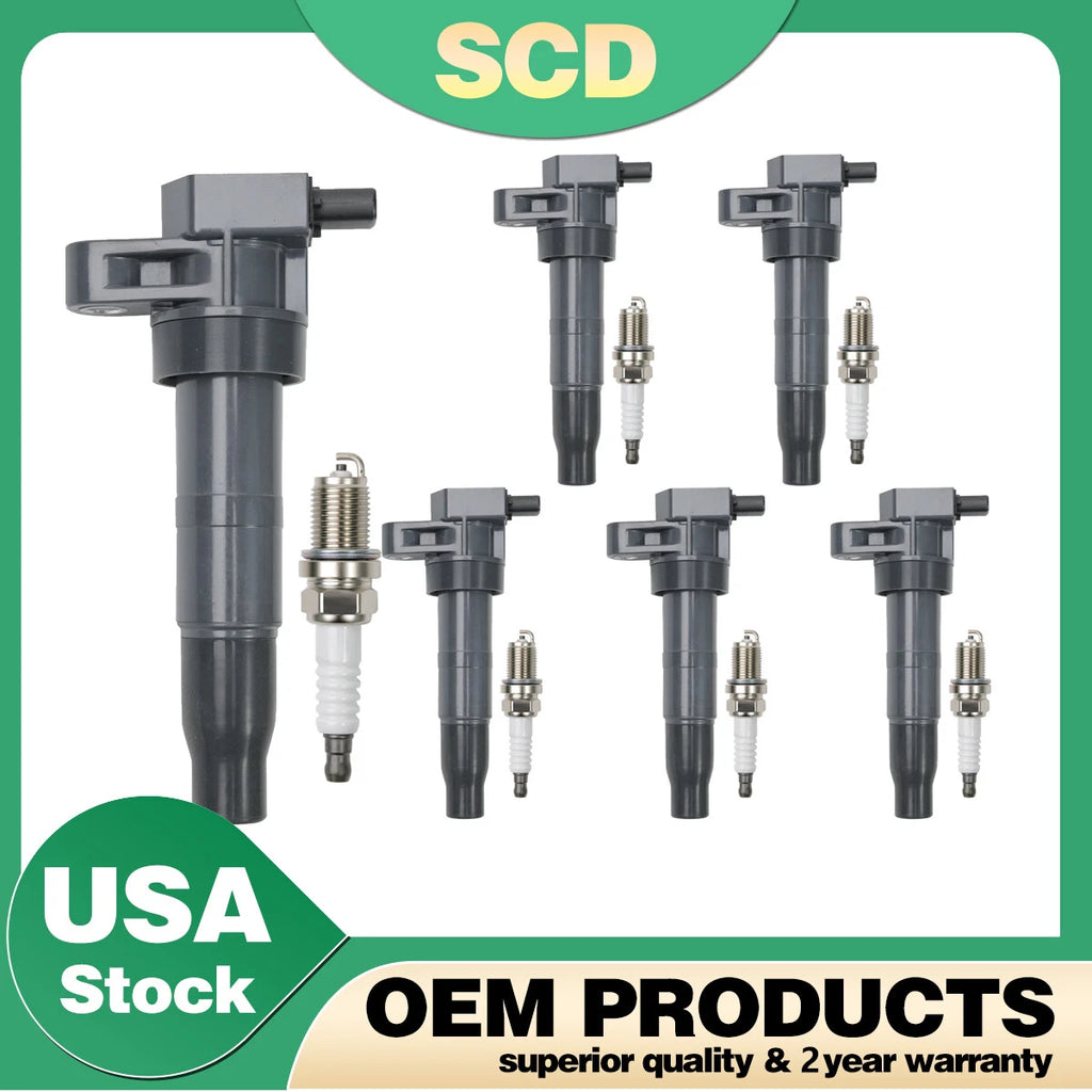 6 Ignition Coils & Spark Plugs UF546 for Hyundai Santa Fe, Kia Sedona (2006–2018)