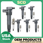 6 Ignition Coils & Spark Plugs UF546 for Hyundai Santa Fe, Kia Sedona (2006–2018)