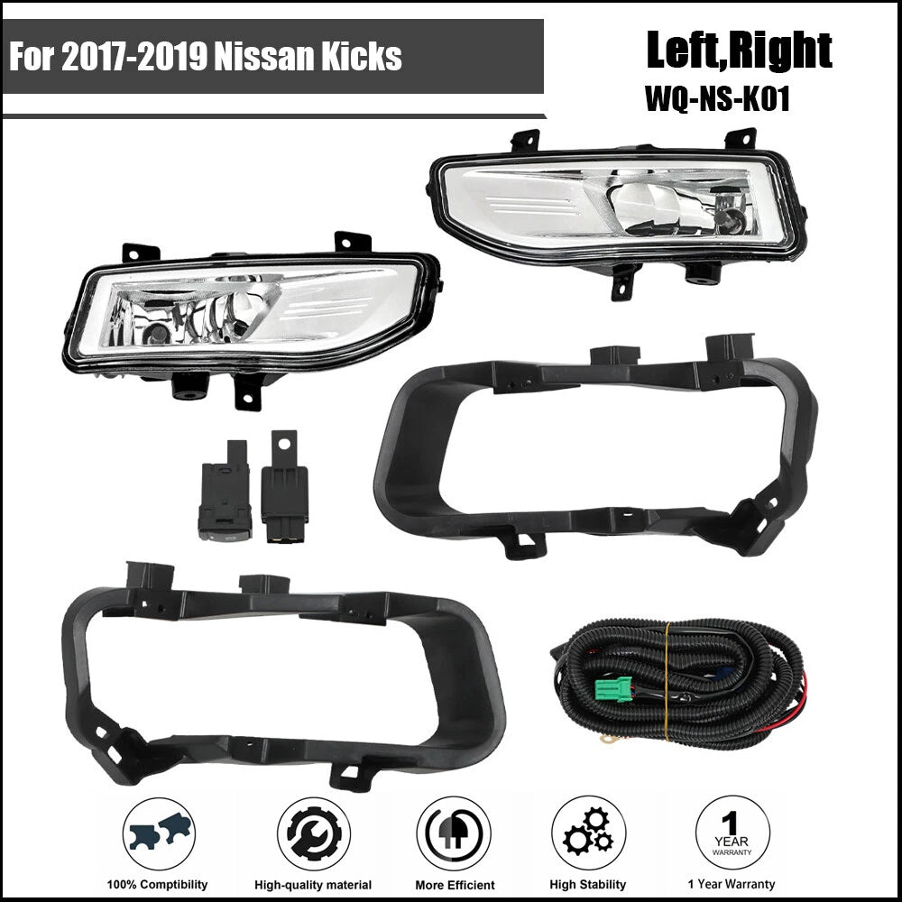 Fog Lights for Nissan Kicks (2017–2019) with Wiring and Bulbs