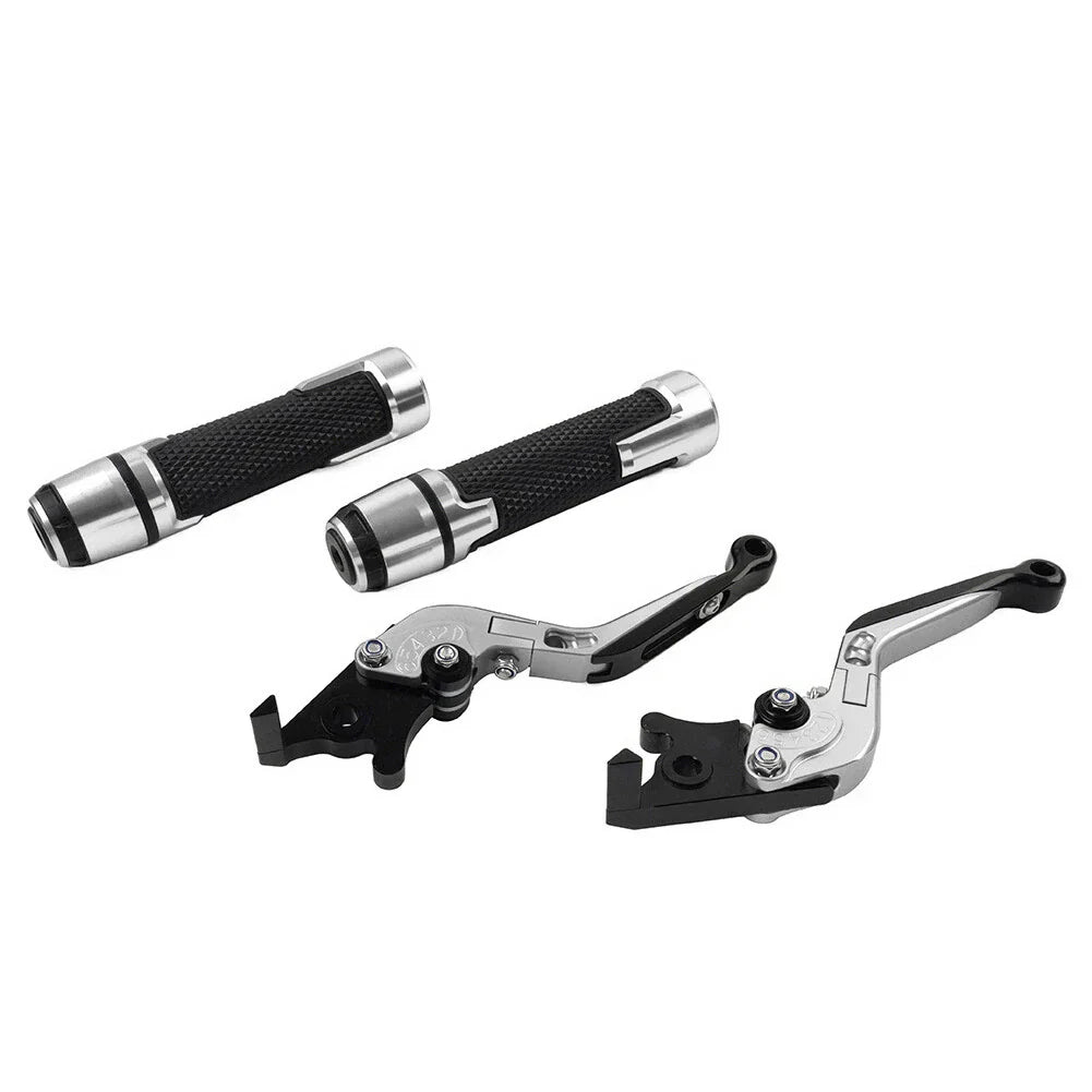 Silver Extendable Brake Clutch Levers & Handlebar Grips for Kawasaki Z1000