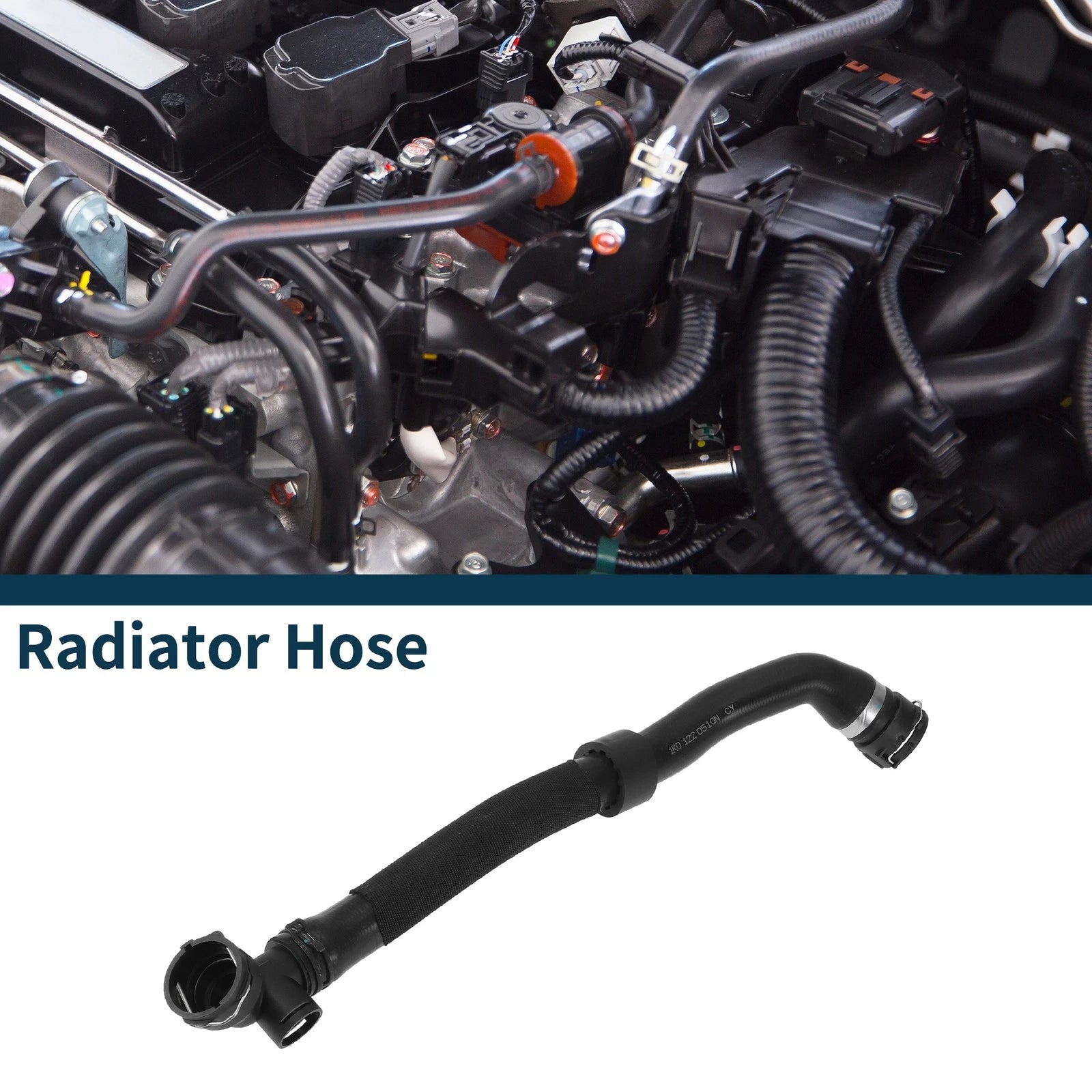 Radiator Hose for Volkswagen Eos 2.0L (2009–2016) Rubber Black