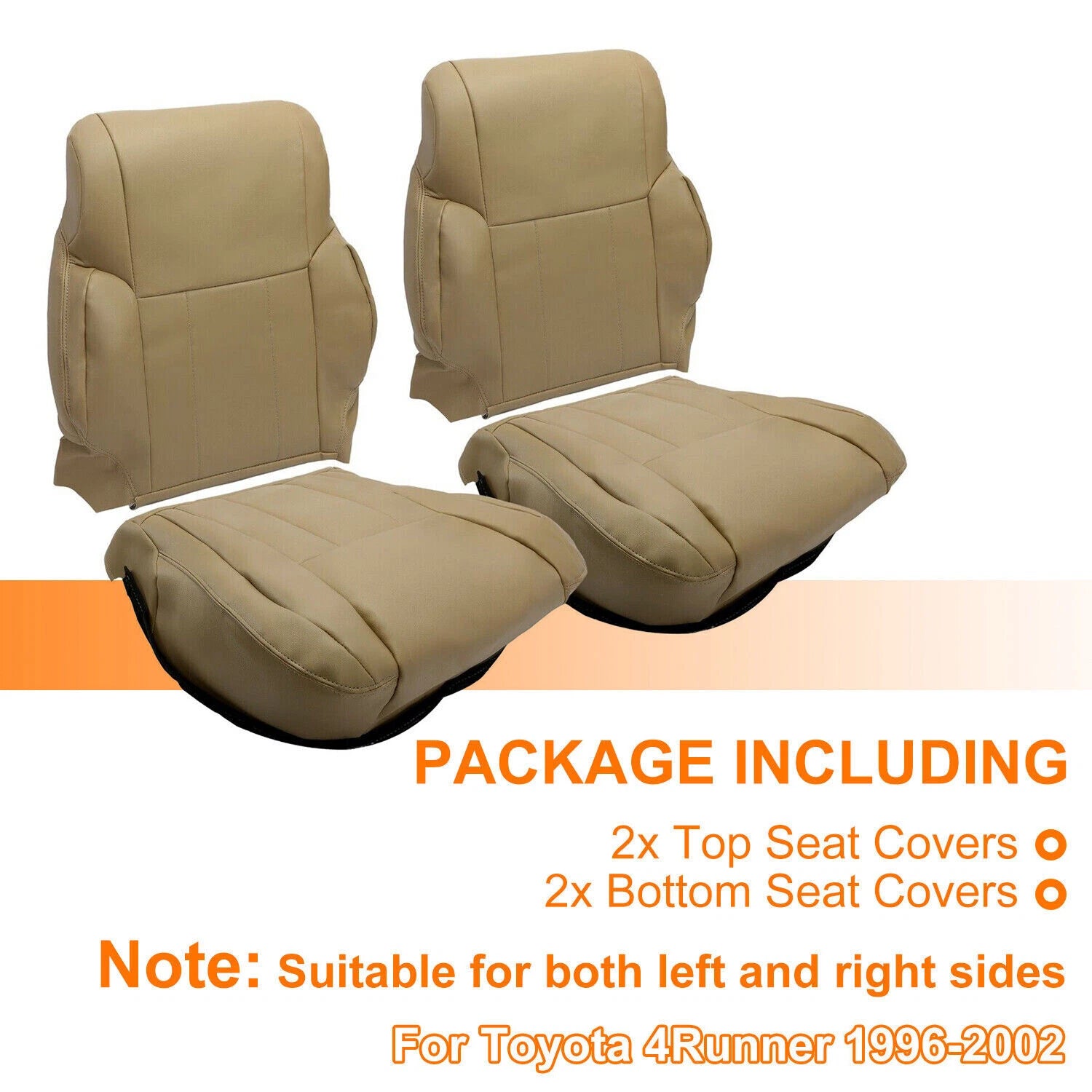 Set of 2 Upper & Lower Seat Covers for Toyota 4Runner (1996–2002) Oak Tan