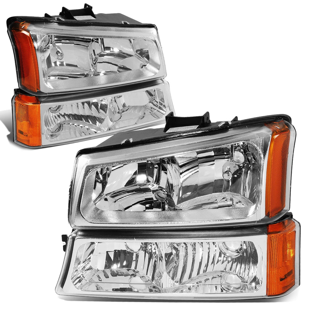 Chrome Headlight & Black Smoked LED Tail Light Kit for Silverado (2003–2007)