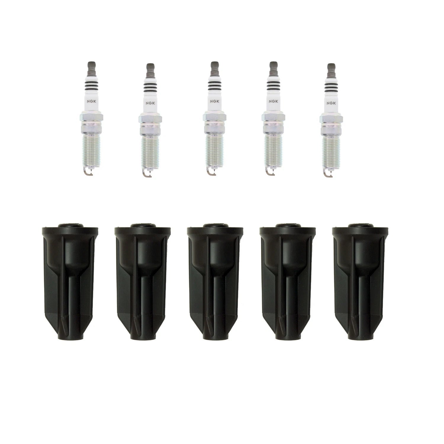 NGK 5 Ruthenium HX Spark Plugs & Coil Boots Kit for Canyon Colorado H3 (2004–2012)