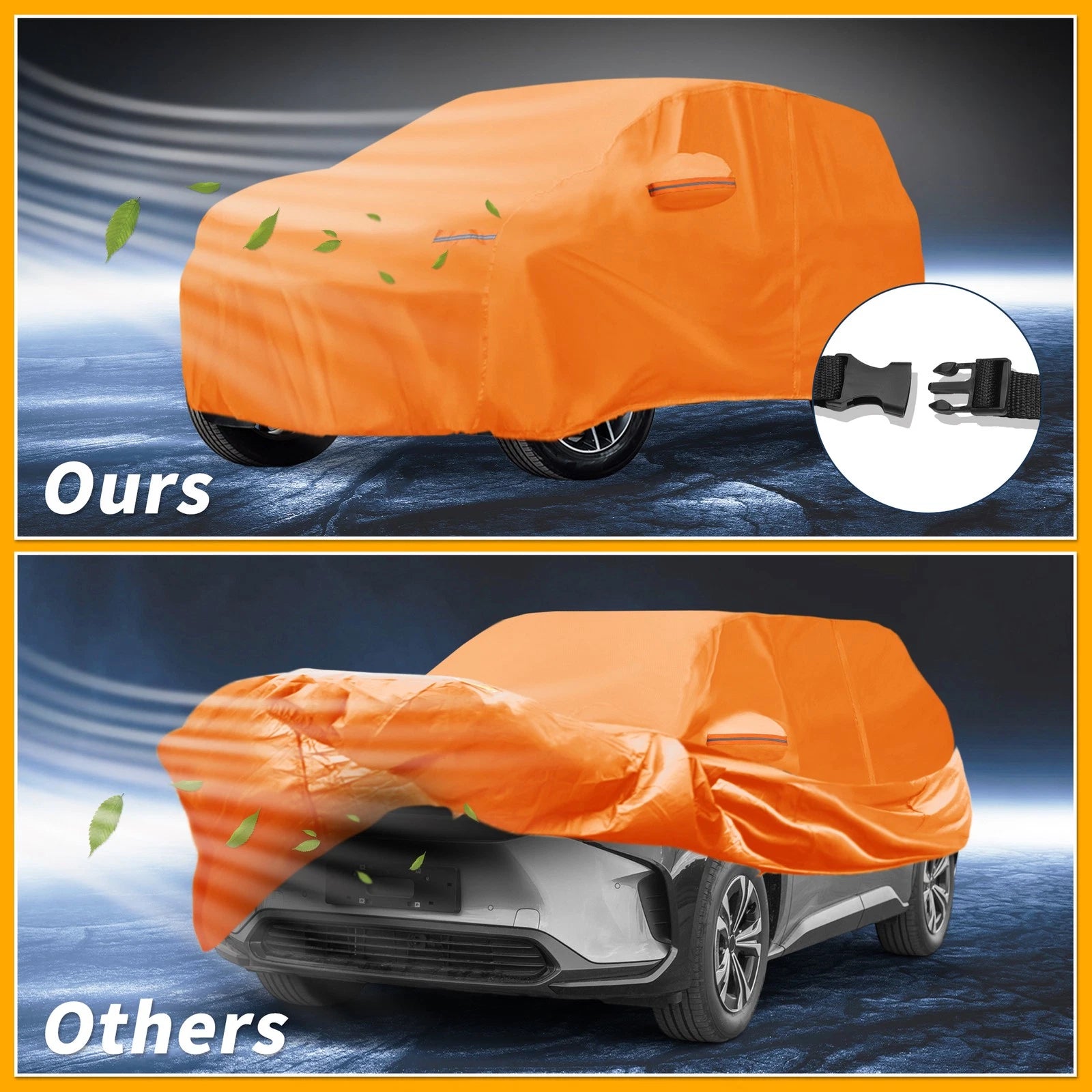 Waterproof Car Cover for Toyota bZ4X (2022–2023) Orange Cotton Zipper