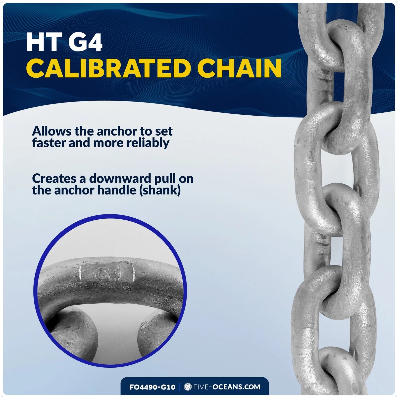 5/16" x 10' Lead Chain with Shackles for Boat Anchor (HTG4)