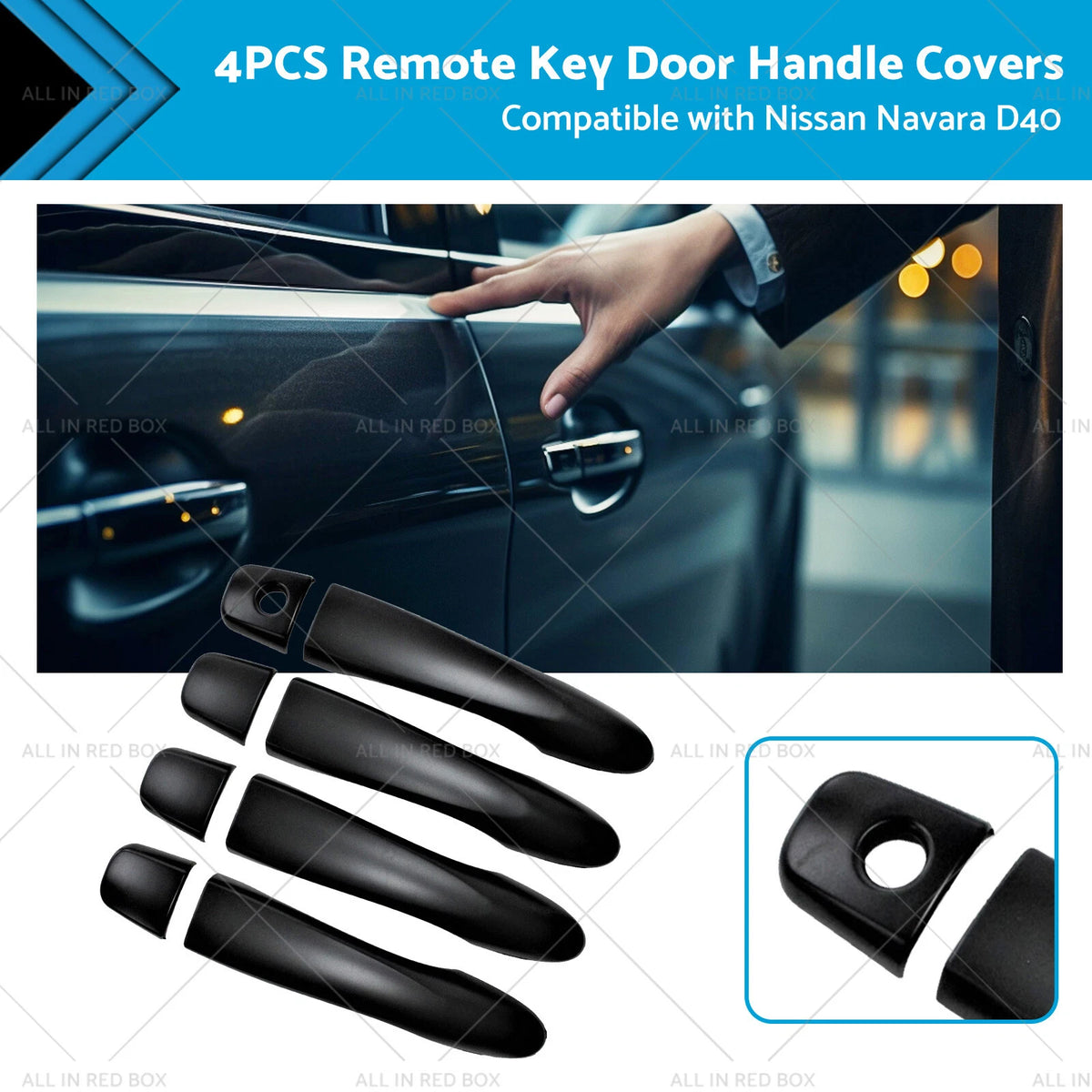 4X Remote Key Door Handle Covers for Nissan Navara D40 (2005–2015)