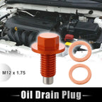 M12 x 1.75 Magnetic Oil Drain Plug for Universal Applications (Aluminium, Orange)