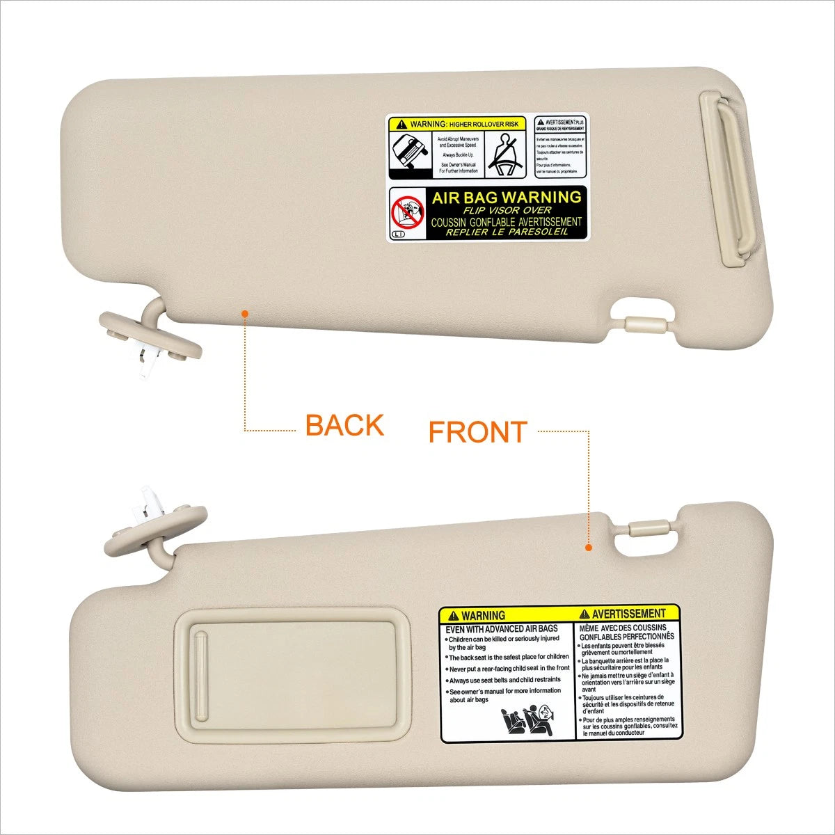 Left Driver Side Sun Visor for Highlander (2008–2013) OE Style Beige