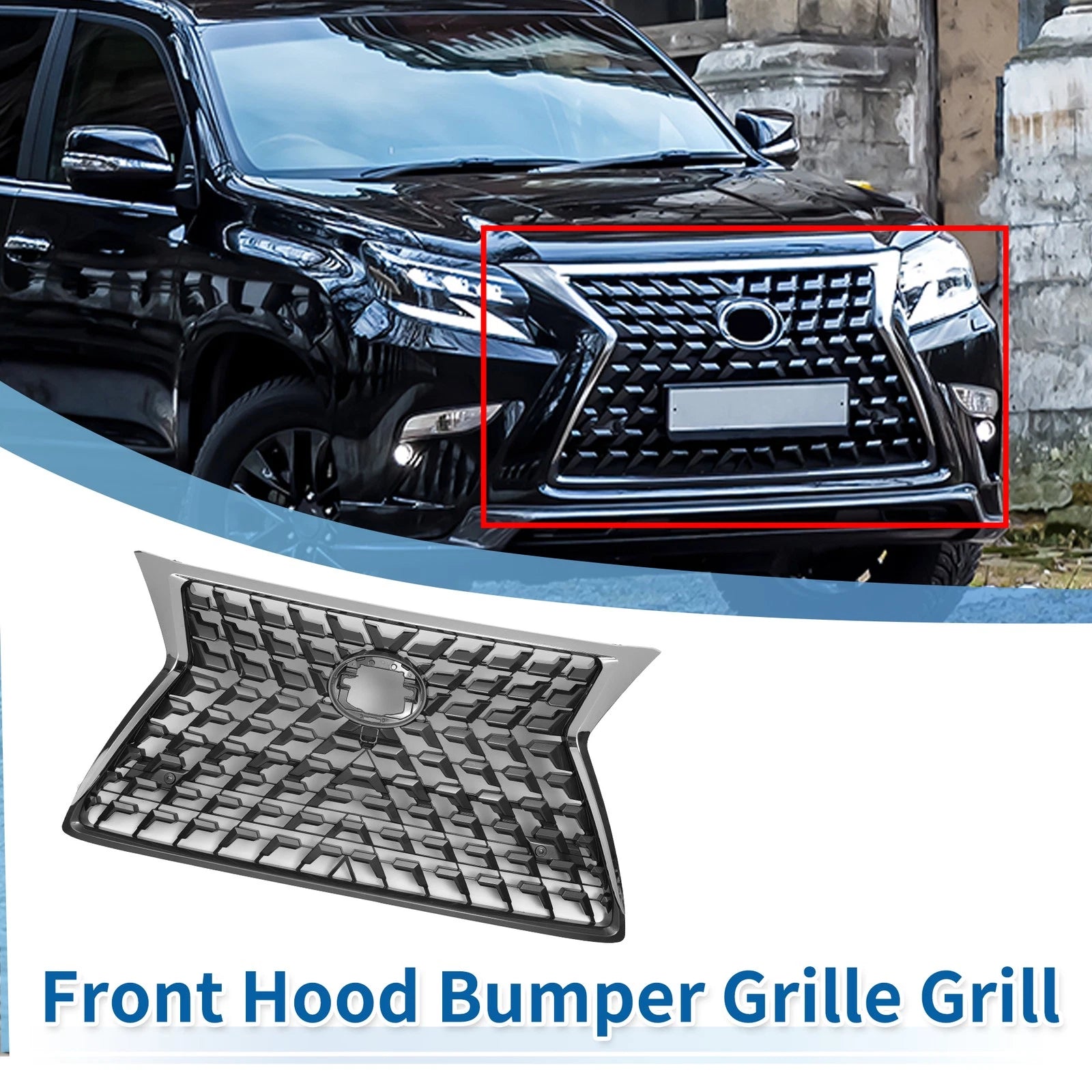 Front Hood Bumper Grille for Lexus GX460 (2021) - Black Facelift