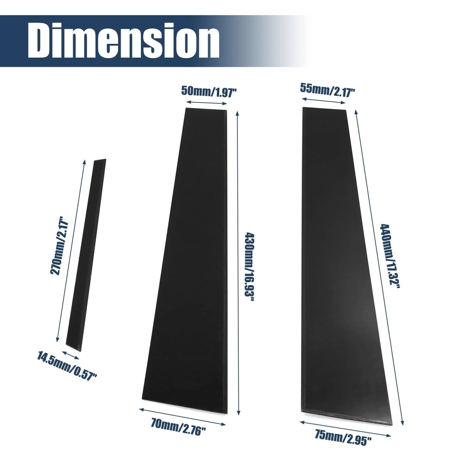 Set of 6 Door Window Pillar Post Trim for Toyota Corolla (2014–2018) 714998942876