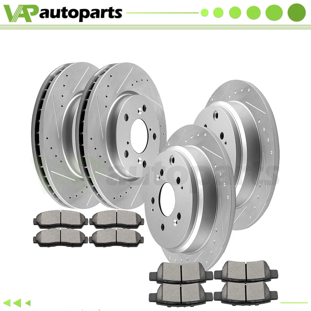 Set of 4 Brake Pads and Rotors for Honda Odyssey (2005–2010) Drilled