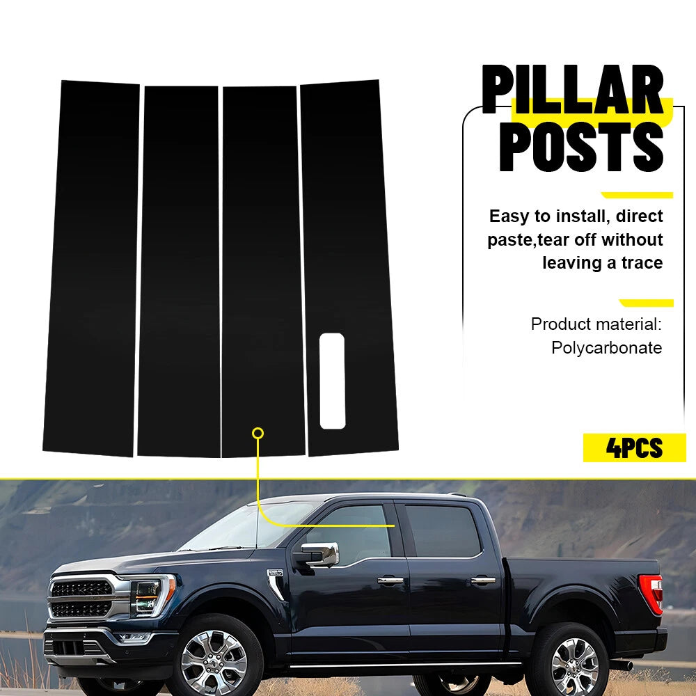 Gloss Black Door Window Pillar Post for Ford F-150 Super Cab (2021–2021)