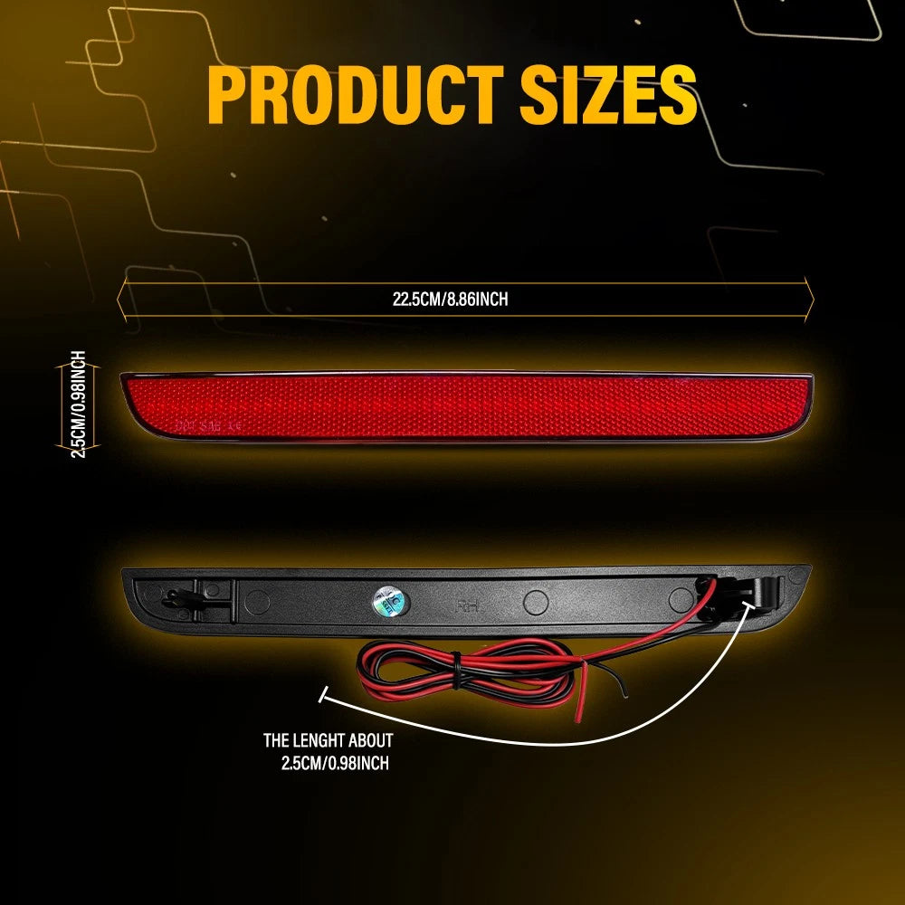 2X Red LED Rear Bumper Reflector Light for Dodge Challenger (2015–2022) LH/RH