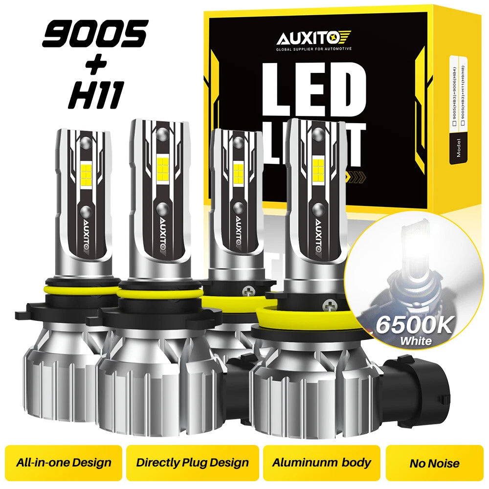 9005 H11 LED Headlight Bulbs Kit for Universal Fit (6500K, 72000LM)