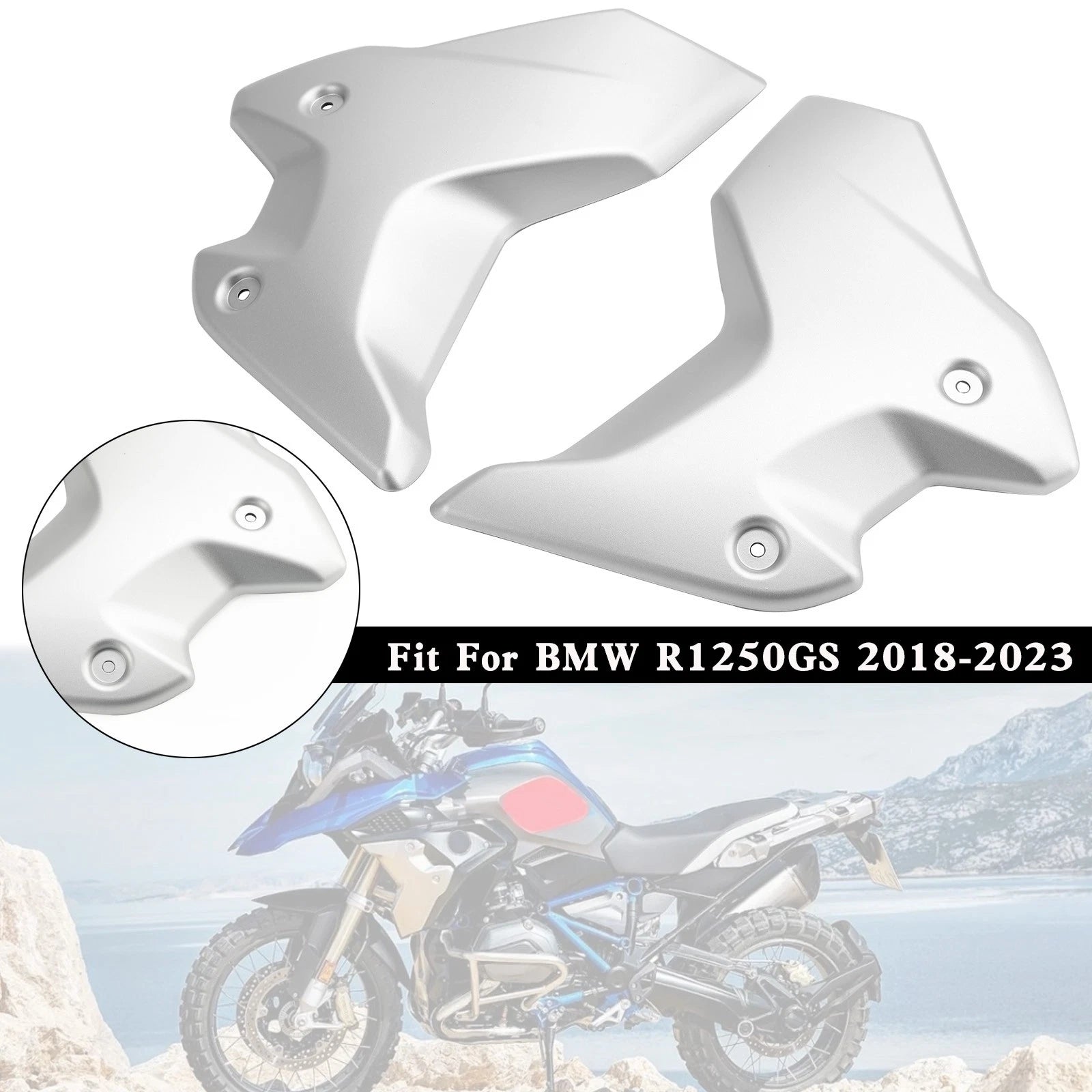Side Frame Fairing Cowl Guards Radiator Cover for BMW R1250GS (2018–2023) Silver