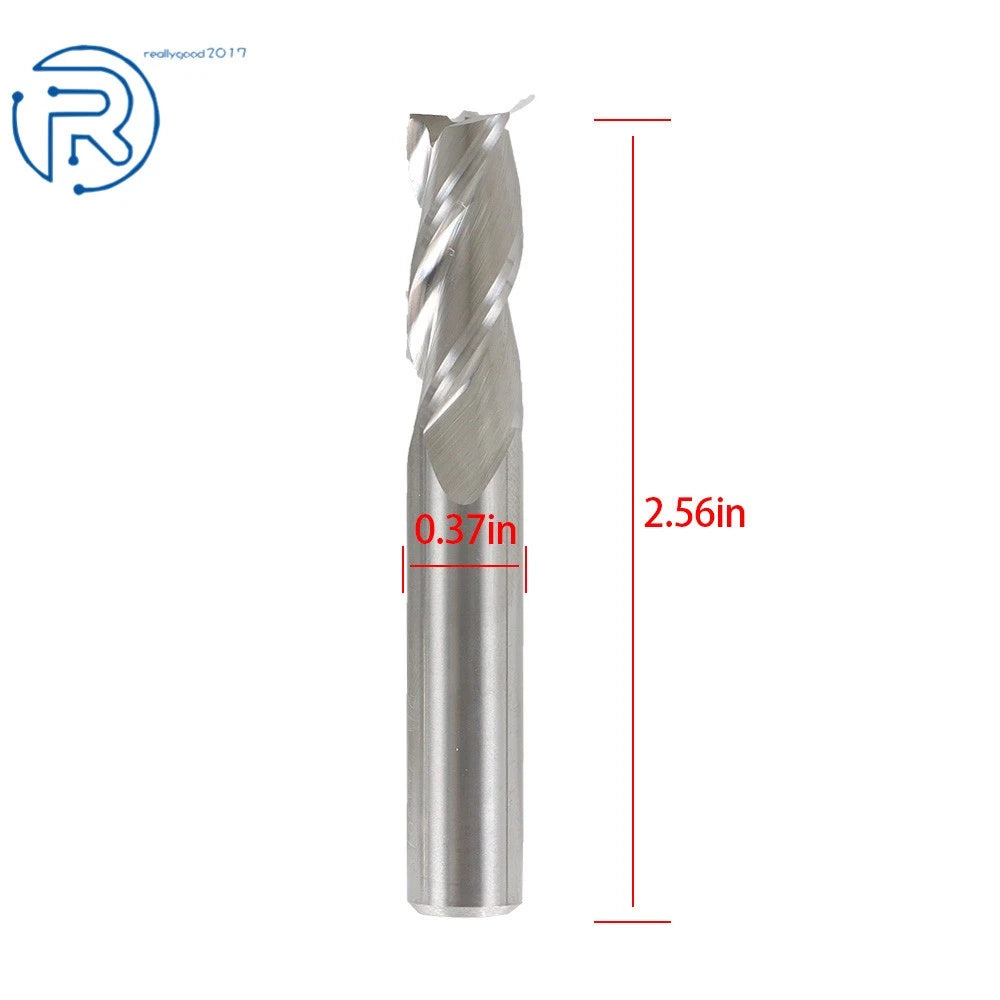 3-Pack 3/8" 3 Flute Carbide End Mill for