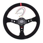14" Deep Dish Suede Racing Steering Wheel & Quick Release Adapter
