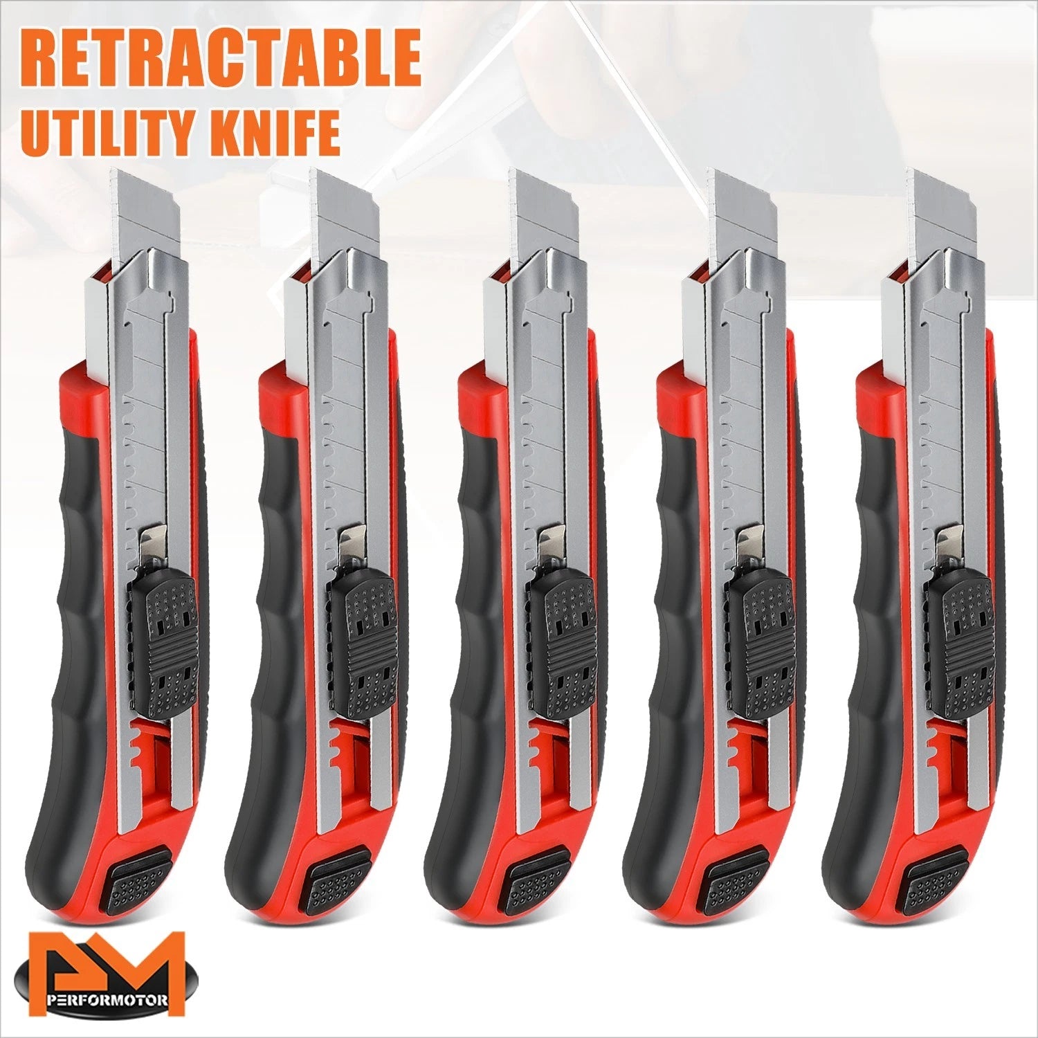5Pcs Retractable Utility Knife Set + 40 Spare Blades for