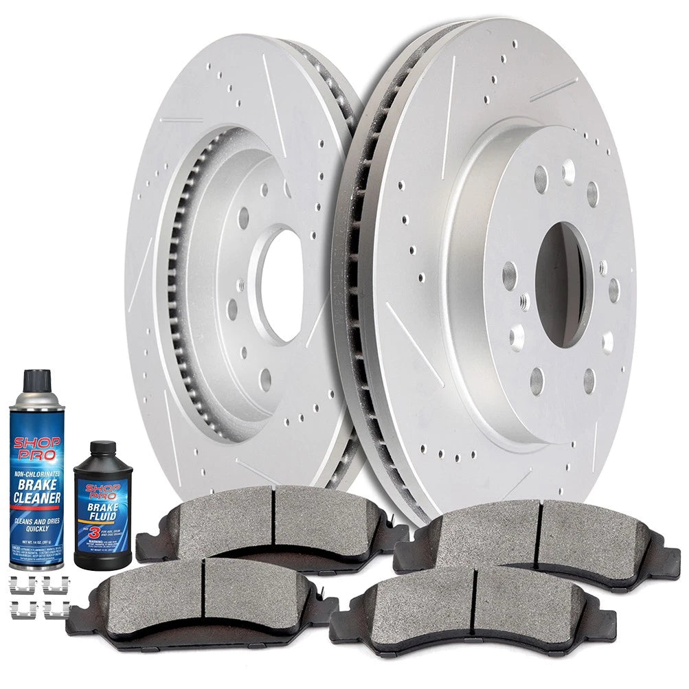 Front Drilled Rotors and Brake Pads for Chevy GMC Silverado Sierra 1500