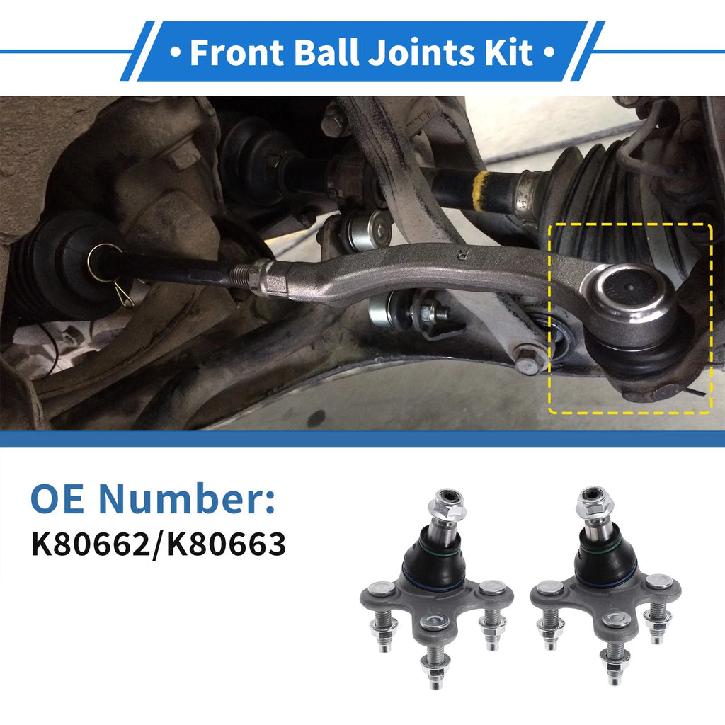 2X Front Lower Ball Joints for Audi A3 Quattro (2006–2013) No.K80662/K80663