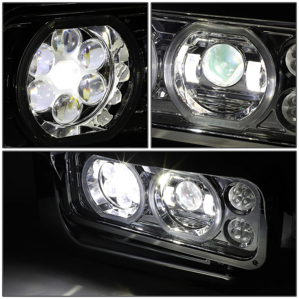 LED Halo DRL Projector Headlights for Peterbilt 359 379 389 (1981–2021)