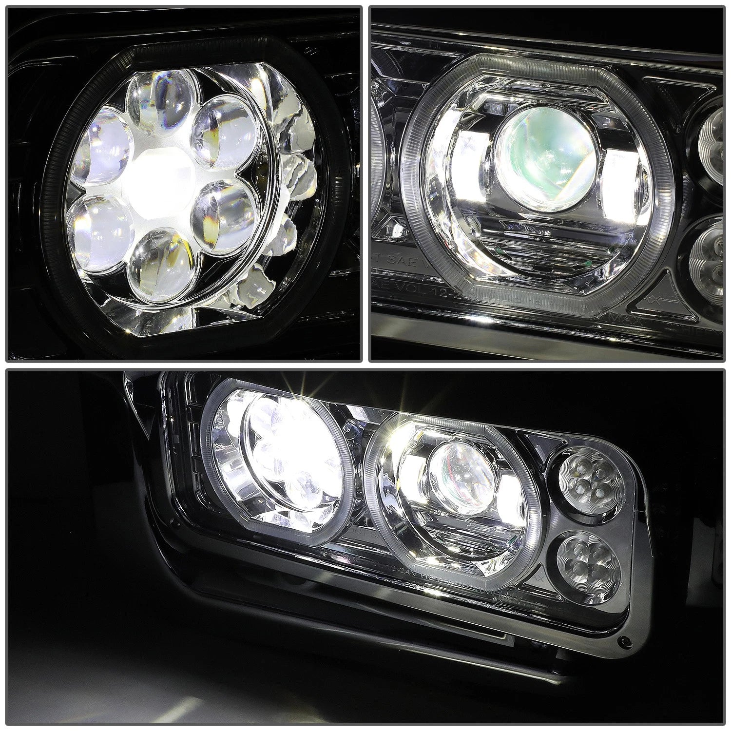 LED Halo DRL Projector Headlights for Peterbilt 359 379 389 (1981–2021)