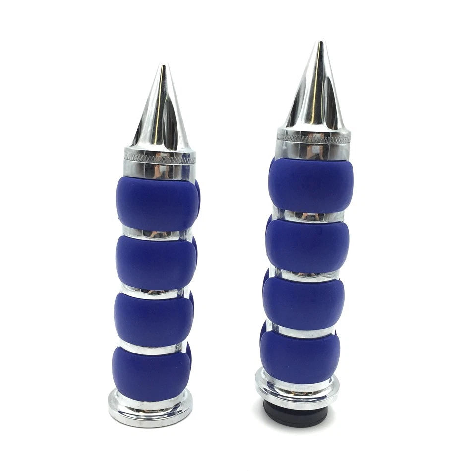 1" Blue Billet Rubber Handlebar Grips for Kawasaki Vulcan Honda Shadow