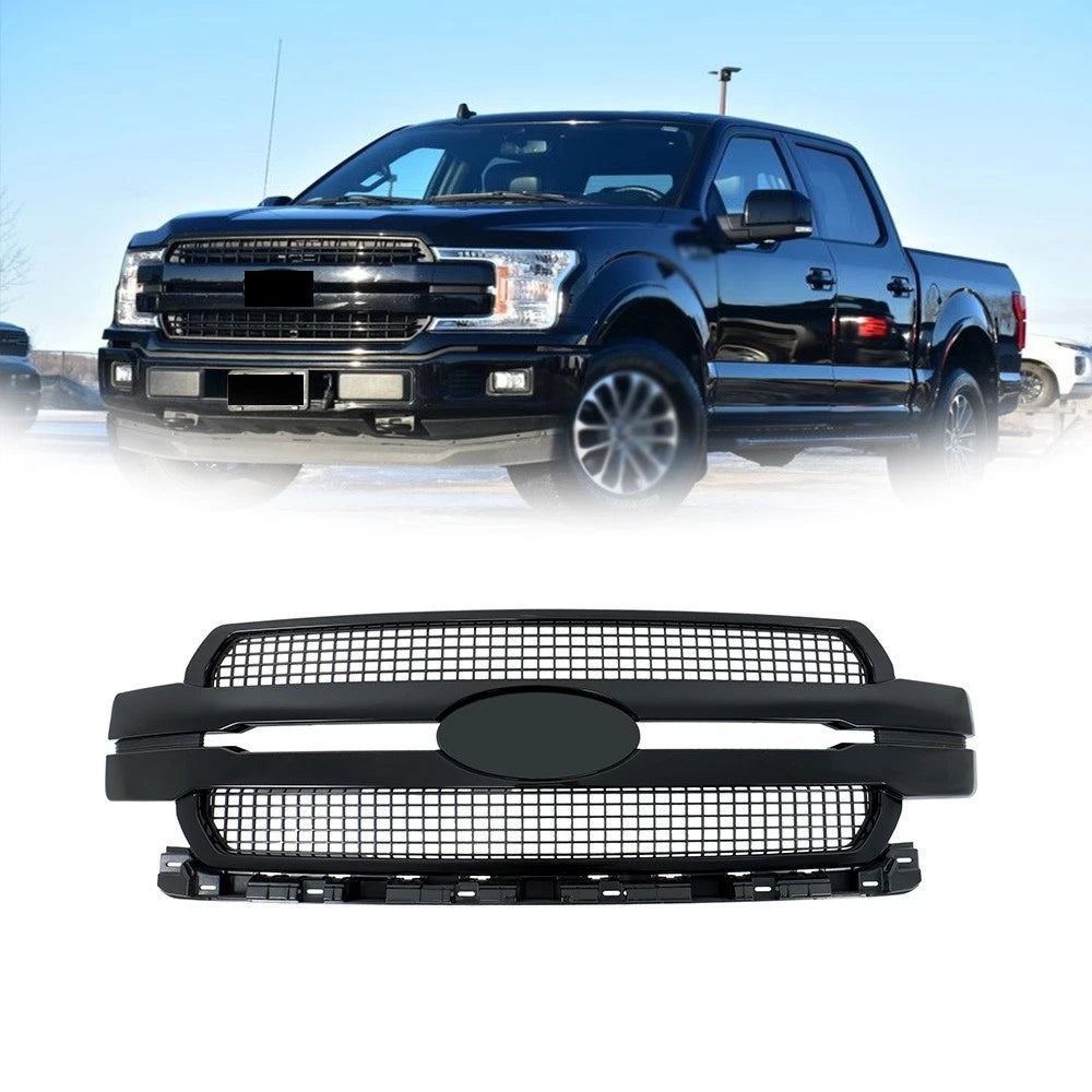 Gloss Black Front Upper Grille for Ford F-150 (2018–2020) Platinum Style