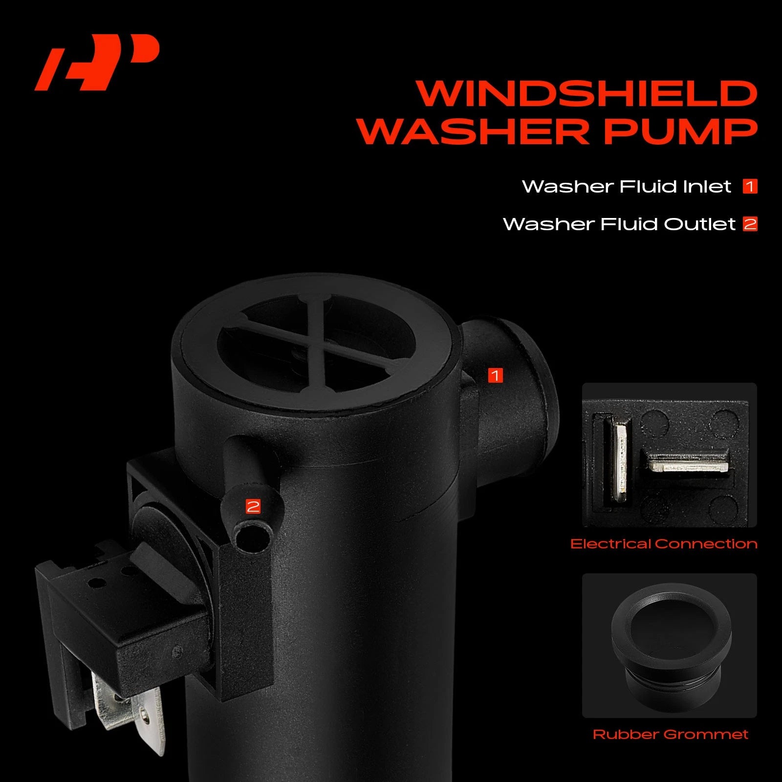 Windshield Washer Pump with Rubber Grommet for Honda CR-V