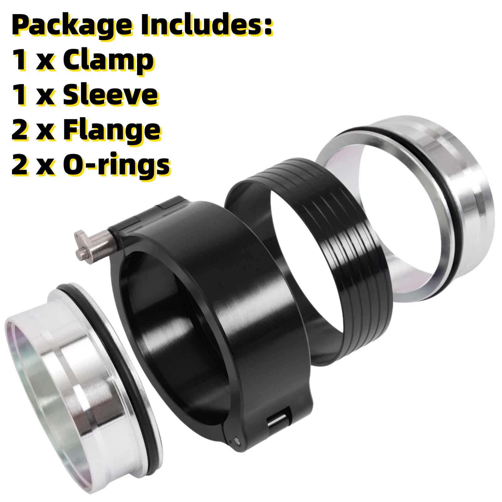2.5'' Aluminum Quick Release Clamp Set for Intercooler Air Intake Pipe (Black)