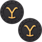 Set of 2 Plasticolor Yellowstone Logo Auto Coasters for Universal Use