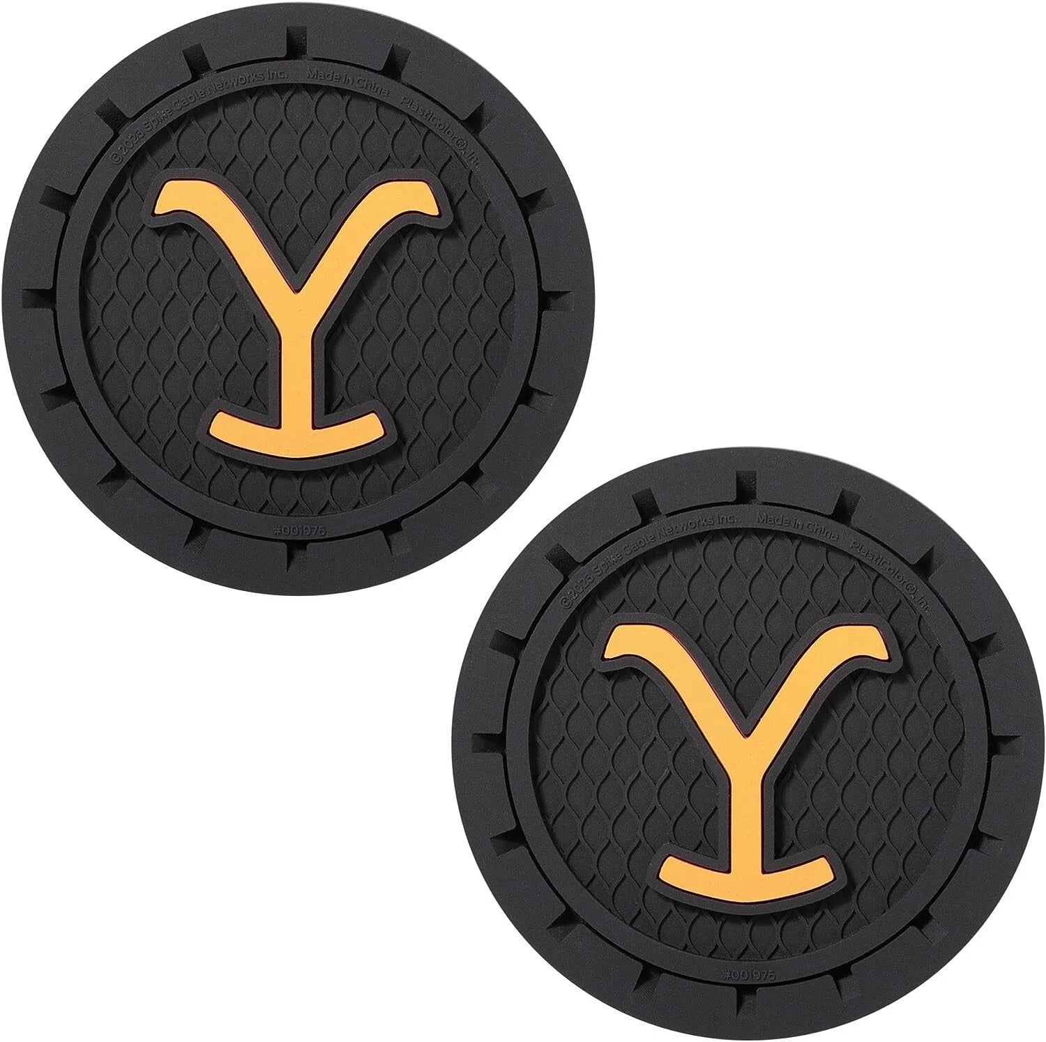 Set of 2 Plasticolor Yellowstone Logo Auto Coasters for Universal Use