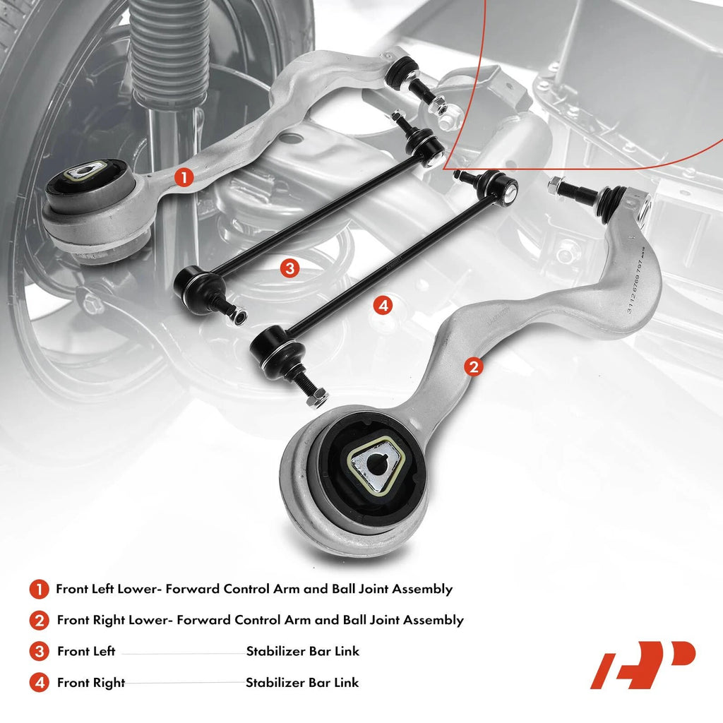 Set of 4 Front Control Arms with Ball Joints for BMW E82 128i 135i (2008–2013)