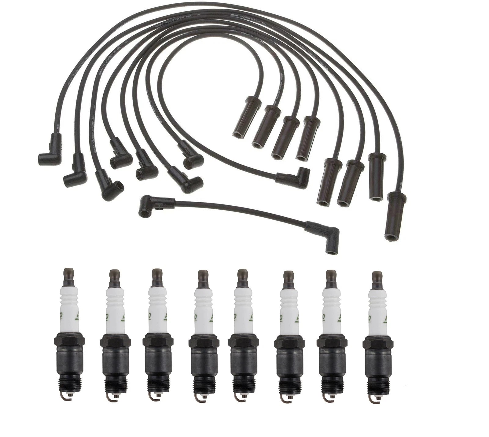 Ignition Wire Set & 8 ACDelco Spark Plugs for Chevy GMC 7.4 V8 (1996–2002)