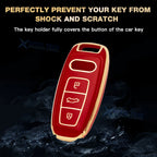 Red Full Cover Keyless Key Fob Case with Keychain for Audi (2014-2018)