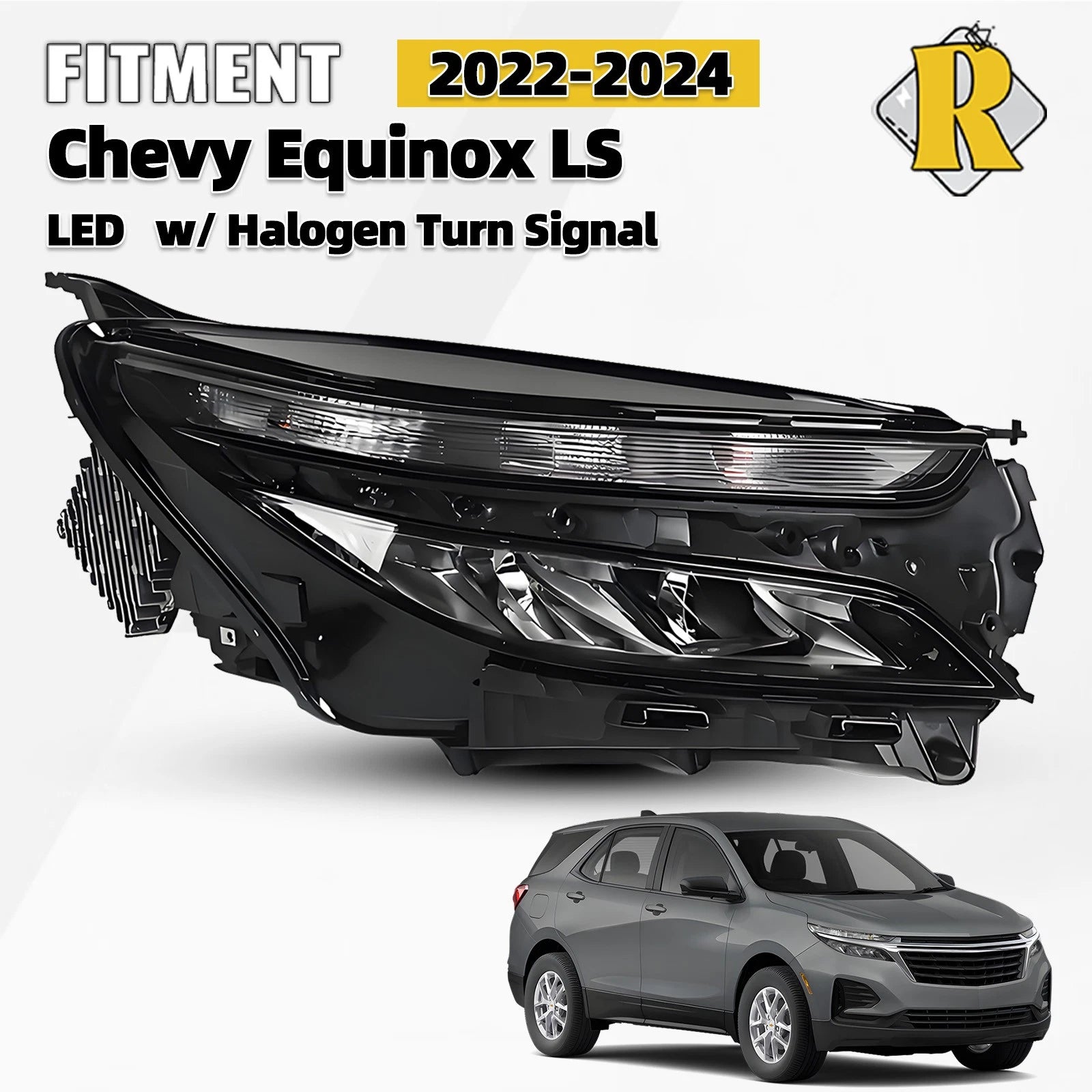 LED Headlight for Chevy Equinox LS (2022–2024) Right w/Halogen Signal Module