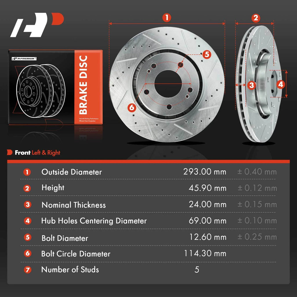 Front Side Drilled Brake Rotors for Mitsubishi Lancer (2015-2020)