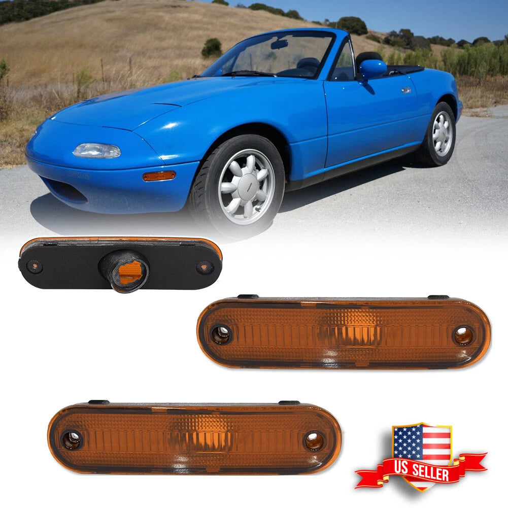 2X Amber Front Side Marker Signal Lights for Mazda Miata MX-5 (1990–2005)